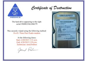 Hard Drive Certificate Of Destruction Template Free Hard Drive Wiping Services Hdd Destruction