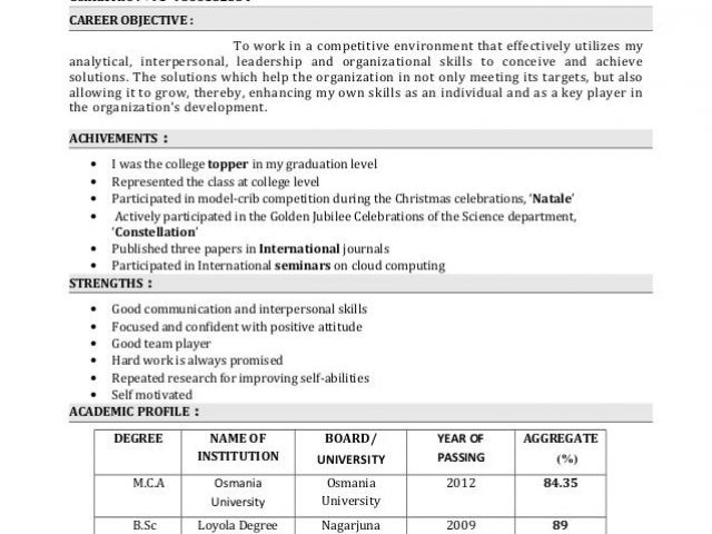 resume format for freshers networking and hardware