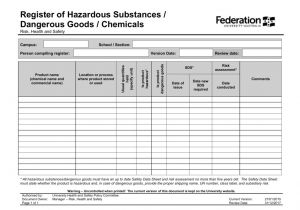 Hazardous Substance Register Template Hazardous Substance Register Template Logs and Inventory