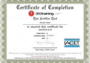 Hazmat Training Certificate Template Hazwoper 40 Hr 1605514
