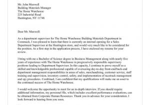 Head Of Department Cover Letter Cover Letter for Supervisor Position Store Manager Cover