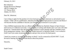 Health and Fitness Cover Letter Gym Instructor Cover Letter Template Free Microsoft Word