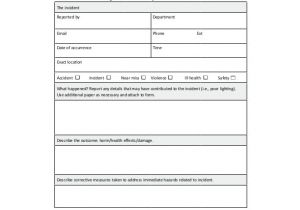 Health and Safety forms Templates 24 Incident Report Template Free Sample Example