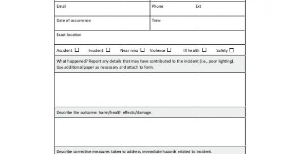 Health and Safety forms Templates 24 Incident Report Template Free Sample Example