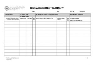 Health and Safety forms Templates Risk assessment Template Peerpex