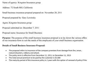 Health Insurance Proposal Template Small Business Insurance Proposal