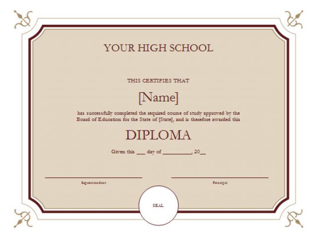 High School Diploma Certificate Fancy Design Templates High School ...