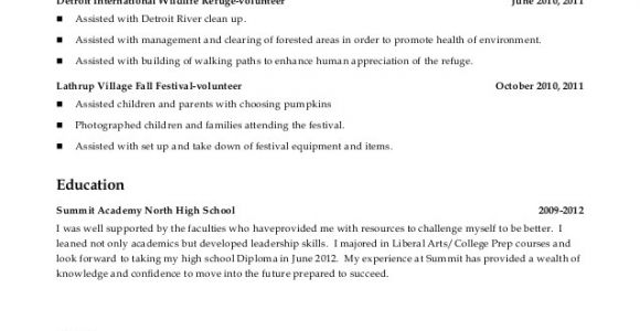 High School Student Resume Volunteer High School Resume Includes Volunteer Experience
