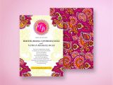 Hindu Marriage Card In English Indian Wedding Invitation Colorful and Festive Pink Yellow