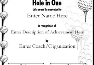 Hole In One Certificate Template Award Certificate Templates