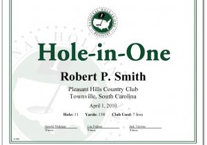 Hole In One Certificate Template Hole In One Award Certificate Only 18 00 Certificates