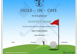 Hole In One Certificate Template Hole In One Golf Certificate