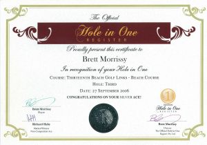 Hole In One Certificate Template the Official Hole In One Certificate the Official Hole