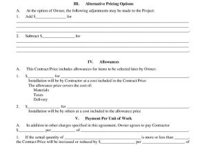 Home Building Contract Template Printable Sample Construction Contract Template form