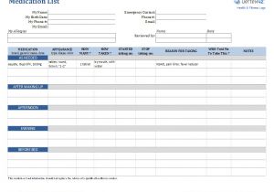 Home Medication Review Template Excel Templates