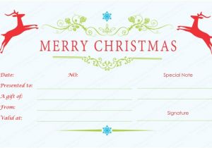 Homemade Christmas Gift Certificates Templates Double Reindeer Christmas Gift Certificate Template