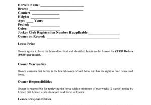 Horse Boarding Contract Template Free Horse Template Printable Free Basic Lease Agreement
