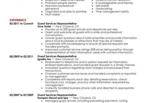 Hospitality Resume Templates Best Guest Service Representative Resume Example Livecareer