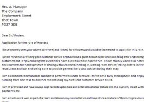 Hostess Job Application Resume Hostess Cover Letter Example Icover org Uk