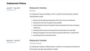 Hostess Job Application Resume Restaurant Hostess Resume Sample Guide Resumeviking Com