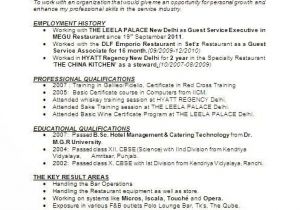 Hotel Management Fresher Resume format Image Result for Resume format for Hotel Management