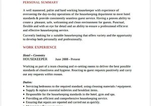 Hotel Management Resume format Word Housekeeping Resume Sample Cycling Studio
