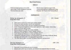 Hotel Resume format Word Hotel Clerk Resume Occupational Examples Samples Free
