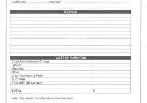 House Extension Contract Template Variation order form Pad Master Builders Wamaster