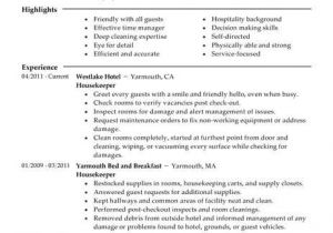 Housekeeping Resume Sample Best Housekeeper Resume Example Livecareer