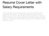 How to Address Salary Requirements In Cover Letter Salary Expectations Cover Letter Resume Badak