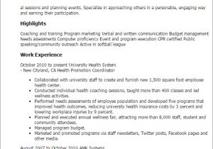 How to List Promotions On A Resume Sample 1 Health Promotion Coordinator Resume Templates Try them