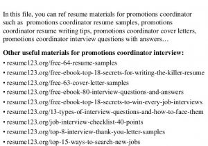 How to List Promotions On A Resume Sample top 8 Promotions Coordinator Resume Samples