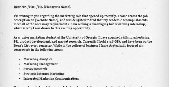 How to Make A Cover Letter for An Internship Internship Cover Letter Sample Resume Genius