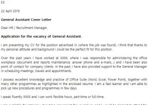 How to Type A Cover Letter for A Job General assistant Cover Letter Example Icover org Uk