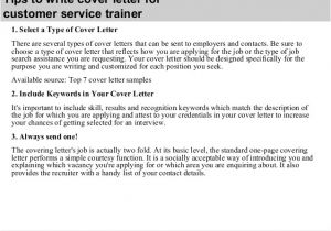 How to Type Cover Letter for A Job Customer Service Trainer Cover Letter