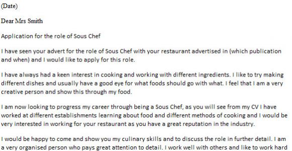 How to Write A Cover Letter for A Chef Job sous Chef Cover Letter Example Icover org Uk
