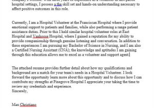 How to Write A Cover Letter for A Hospital Job 9 Job Application Letter for Volunteer Free Sample