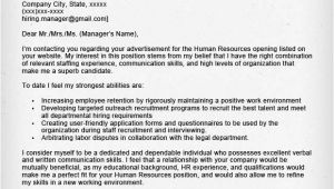 How to Write A Cover Letter for Hr Position Human Resources Cover Letter Sample Resume Genius