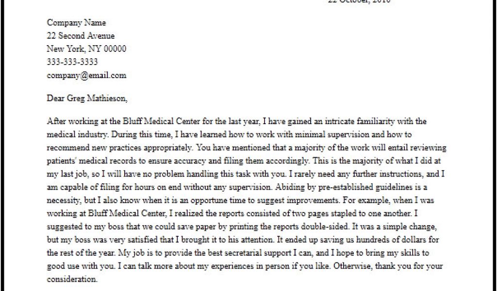 How To Write A Cover Letter For Secretary Position Professional Unit Secretary Cover Letter 4285