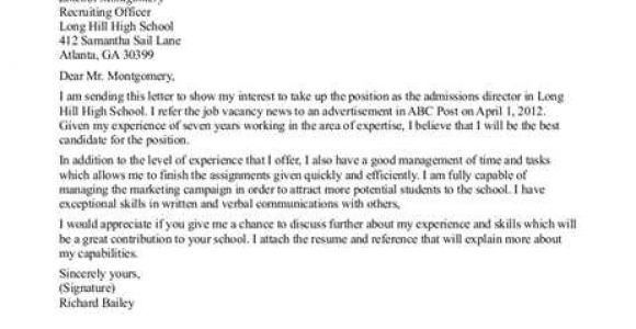 How to Write A Cover Letter for University Admission Admissions Recruiter Cover Letter Sample