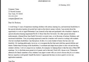 How to Write An Education Cover Letter Professional Special Education Teacher Cover Letter Sample
