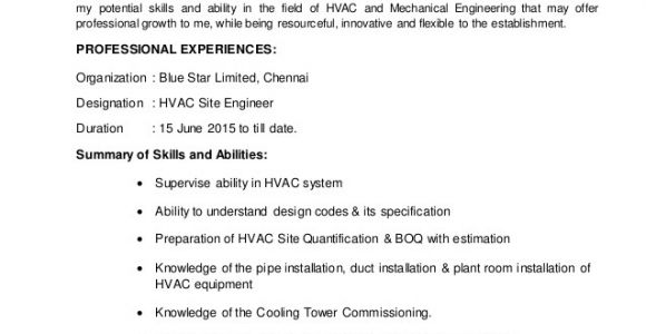 Hvac Engineer Resume Doc Hvac Engineer Resume