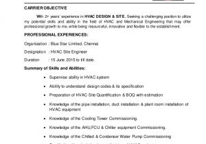 Hvac Maintenance Engineer Resume Hvac Engineer Resume