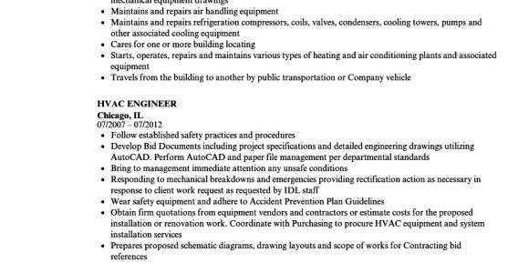 Hvac Maintenance Engineer Resume Hvac Engineer Resume Samples Velvet Jobs