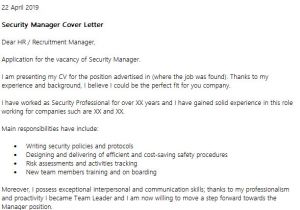 I Am Willing to Relocate Cover Letter Security Manager Cover Letter Example Icover org Uk
