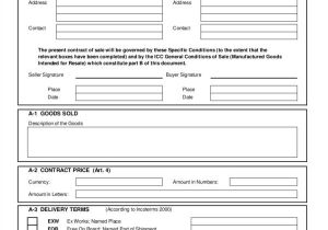 Icc International Sales Contract Template 6 Contract for the Sale Of Goods Samples Templates