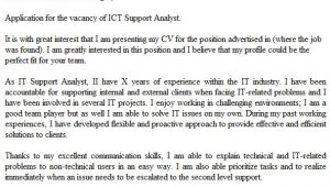 Ict Officer Cover Letter Ict Support Analyst Cover Letter Example Icover org Uk