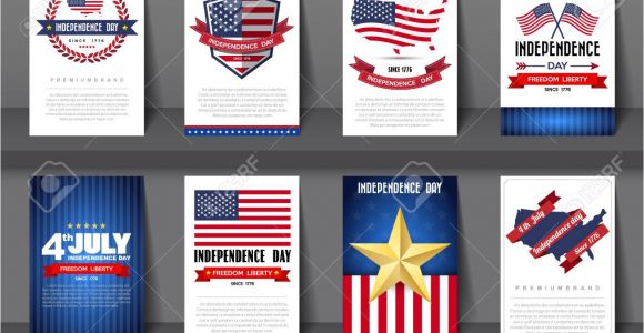 Independence Day Greeting Card Designs Set Of Greeting Card Independence Day Background Vector Illustration