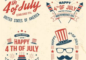 Independence Day Greeting Card Designs Set Of Vintage 4th Of July Design Fourth Of July Felicitation