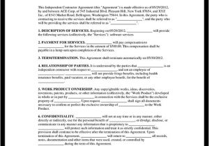 Independent Contractor Employment Contract Template Independent Contractor Agreement form Template with Sample
